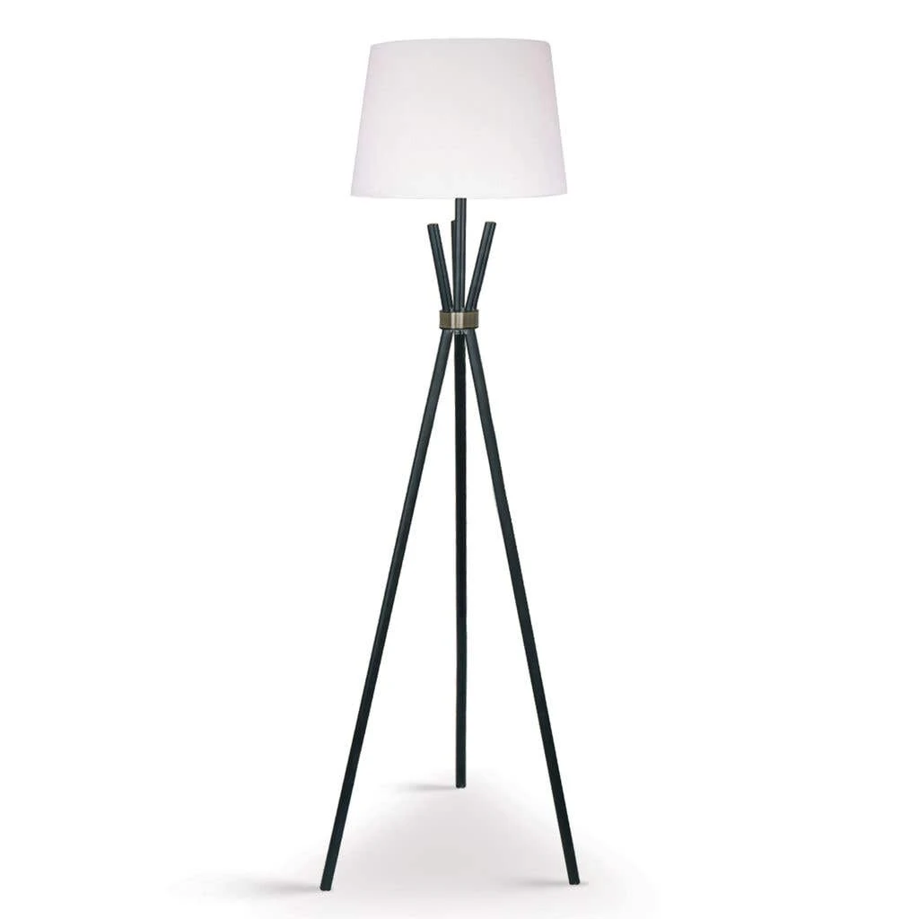Sarantino Tripod Floor Lamp In Metal & Antique Brass 1 Sarantino Tripod Floor Lamp In Metal & Antique Brass
