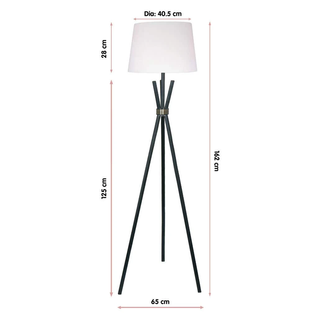 Sarantino Tripod Floor Lamp In Metal & Antique Brass 2 Sarantino Tripod Floor Lamp In Metal & Antique Brass - Image 2