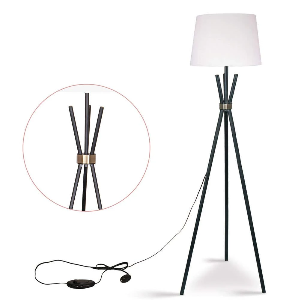 Sarantino Tripod Floor Lamp In Metal & Antique Brass 4 Sarantino Tripod Floor Lamp In Metal & Antique Brass - Image 4