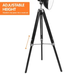 Sarantino Tripod Floor Spot Lamp Reading Adjustable Height Metal Black -Home Lighting 7015399 2