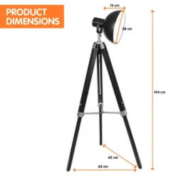 Sarantino Tripod Floor Spot Lamp Reading Adjustable Height Metal Black -Home Lighting 7015399 4