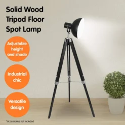Sarantino Tripod Floor Spot Lamp Reading Adjustable Height Metal Black -Home Lighting 7015399 6