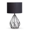 Sarantino Metal Wire Table Lamp In Black Finish With Black Drum Shade