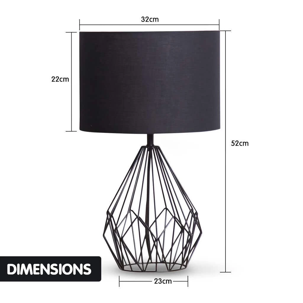 Sarantino Metal Wire Table Lamp In Black Finish With Black Drum Shade 2 Sarantino Metal Wire Table Lamp In Black Finish With Black Drum Shade - Image 2