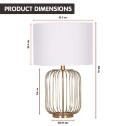 Sarantino Rose Gold Table Lamp With Linen Drum Shade 10 Sarantino Rose Gold Table Lamp With Linen Drum Shade -Home Lighting 7015415 3