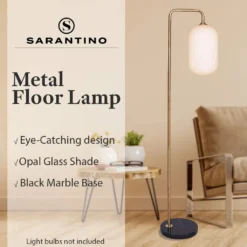 Sarantino Metal Floor Lamp With Opal Glass Shade -Home Lighting 7015423 10