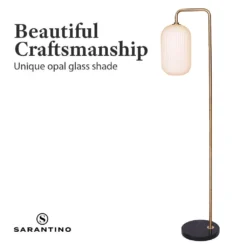 Sarantino Metal Floor Lamp With Opal Glass Shade -Home Lighting 7015423 5 1