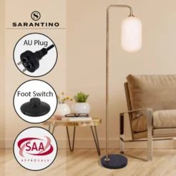 Sarantino Metal Floor Lamp With Opal Glass Shade -Home Lighting 7015423 8 1
