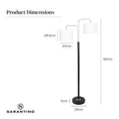 Sarantino Black Metal Task Floor Lamp -Home Lighting 7015472 7